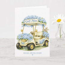 Cartão de Mãe de Golfe Hidrangea Floral Carrinho d