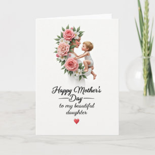 Cartão de Mãe e Filho Adornados com Rosas