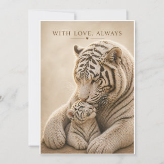 Cartão de Mãe e Filhote de Tigre Branco - Com Amor