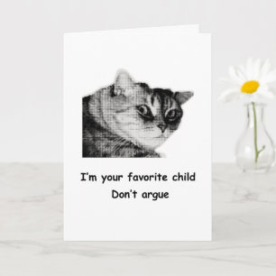 Cartão de Mãe Engraçada Filho Favorito Humor Gato
