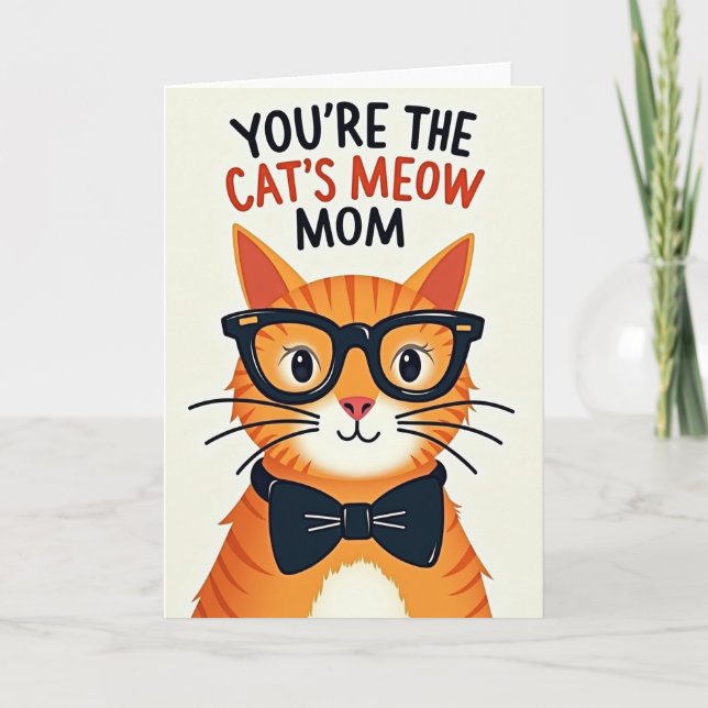 Cartão de Mãe Felina Listrada (Frente)
