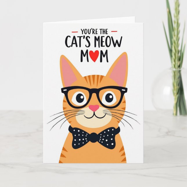 Cartão de Mãe Felina Vibrante (Frente)