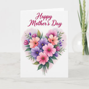 Cartão de Mãe Floral de Coração