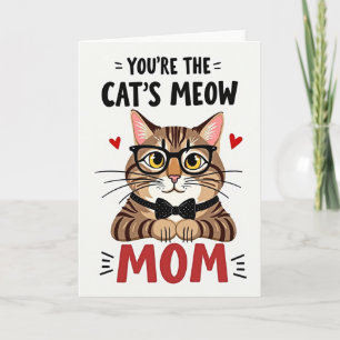Cartão de Mãe Gata Xadrez Listrada