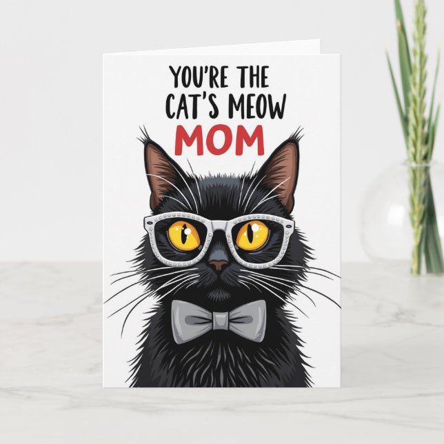 Cartão de Mãe Gato Preto Fosco (Frente)