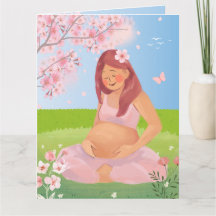 Cartão de Mãe Grávida Pastel Encantador na Naturez