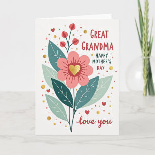 Cartão de Mães Coração Dourado Floral
