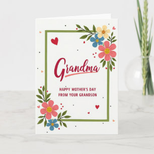 Cartão de Mães de Borda Verde Floral