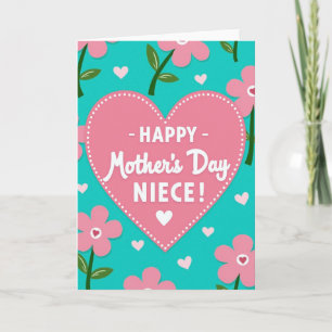 Cartão de Mães Floral Turquesa