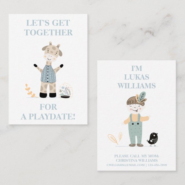 Cartão de Mamãe para Reprodução de Meninos Girafa  (Frente/Verso)