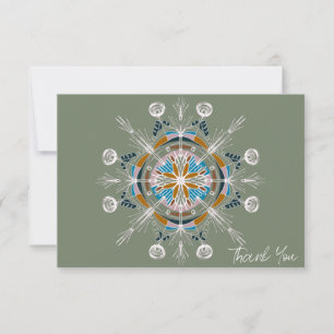 Cartão de Mandala Floral Botânico Boho Obrigado
