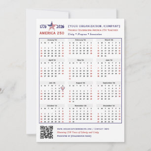 Cartão de Manutenção do Calendário Patriótico 2026