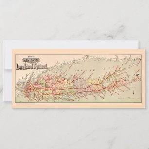 Cartão de Mapa Antigo de Long Island