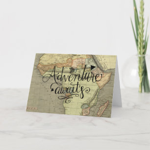 Cartão de Mapa do Mundo Antigo Aguarda Aventura