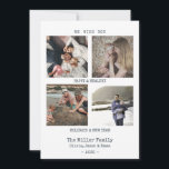 Cartão de Máquina de Escritor de Cartões de Natal<br><div class="desc">Cartão minimalista e moderno com 4 de suas fotos favoritas. Azul e branco,  simples e elegante. Fácil de personalizar com suas fotos e seu nome. Clique em Personalizar para alterar a cor do texto! Entre em contato comigo com qualquer dúvida.</div>