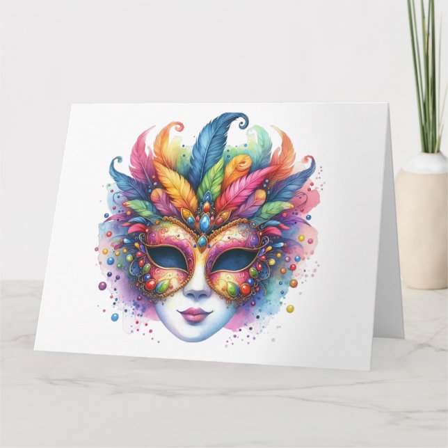 Cartão de Máscara Colorida Incrível (Frente)