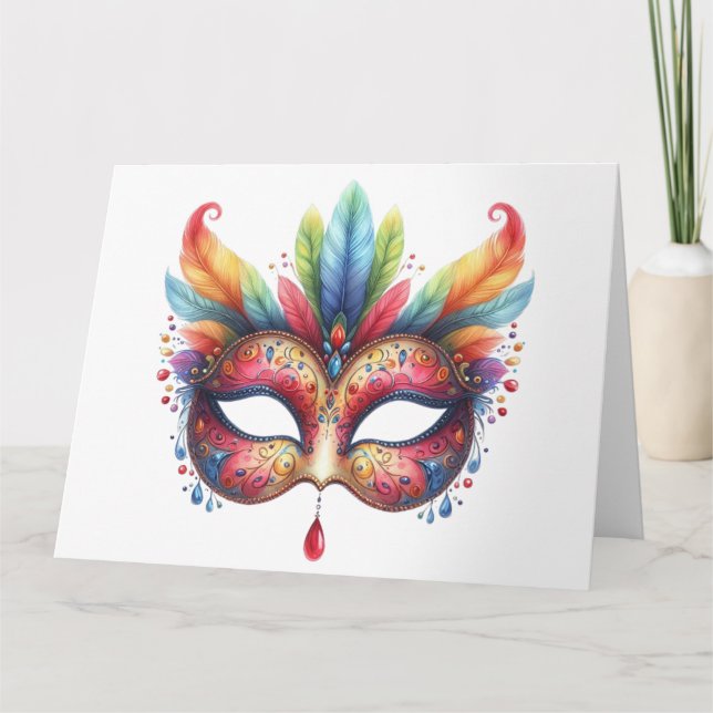 Cartão de Máscara Colorida Incrível (Frente)