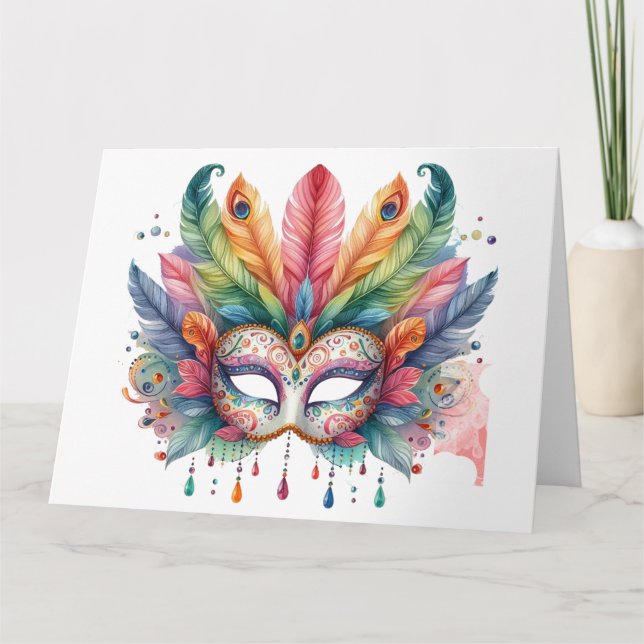Cartão de Máscara Colorida Incrível (Frente)