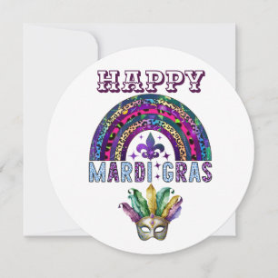 Cartão de Máscara e Arco-íris de Mardi Gras