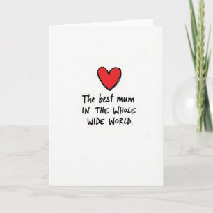 Cartão de Melhor Mãe com Coração Branco