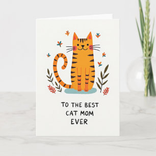 Cartão de Melhor Mãe Gato Laranja