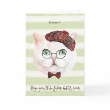 cartão de melhoras com citação engraçada de gato