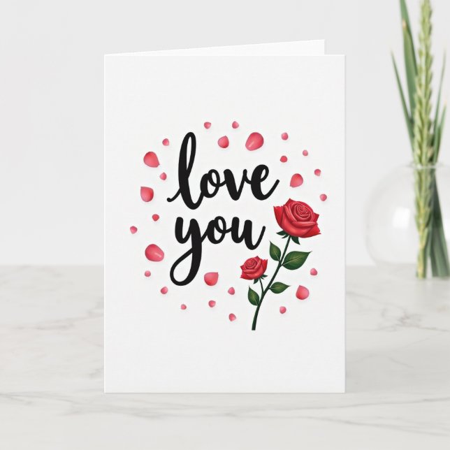 Cartão de Melhores Desejos Amor Você Rosas (Frente)