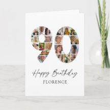 Cartão de Memória de Foto de Aniversário de 90 Ano