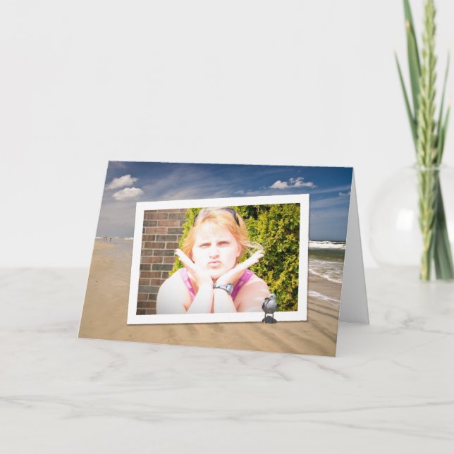 Cartão de Memória Fotográfica de Férias de Praia (Frente)
