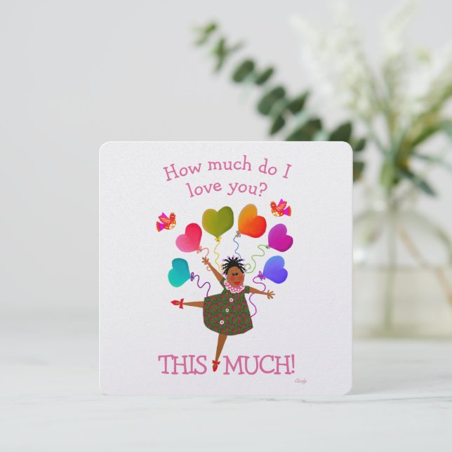 Cartão de Menina Americano Africano (Em pé/Frente)