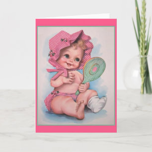Cartão de Menina Bebê Vintage