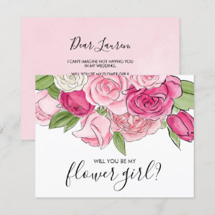 Cartão de Menina das Flores de Rosas Cor-de-Rosa e