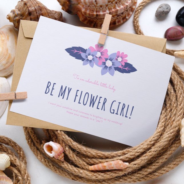 Cartão de Menina de Flor de Casamento Azul e Lavan (Criador carregado)