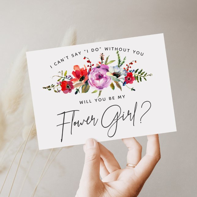 Cartão de Menina de Flores com Buquê Floral (Criador carregado)