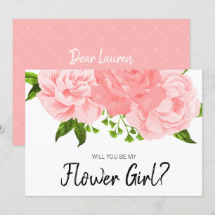 Cartão de Menina de Flores de Aquarela Coral