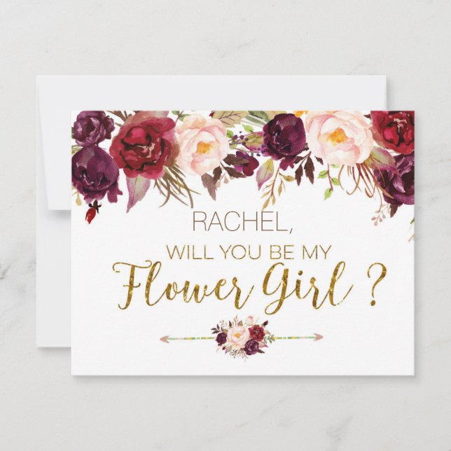 Cartão de Menina de Flores de Outono Floral (Frente)