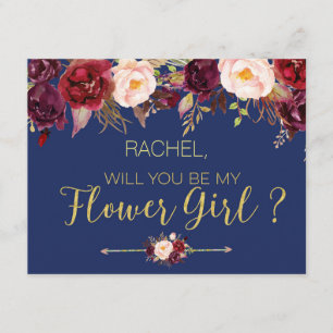 Cartão de Menina de Flores para Outono Floral Você