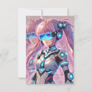 Cartão de menina futurista de anime