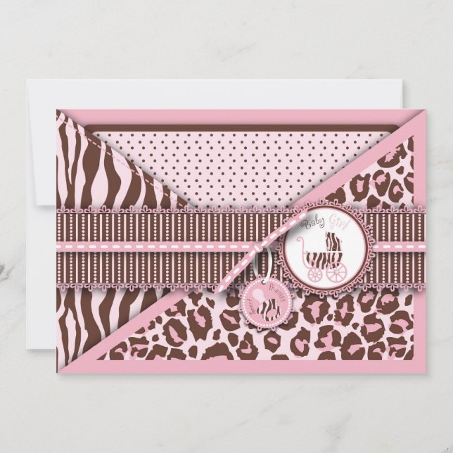 Cartão de Menina Guepardo Rosa (Frente)