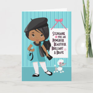 Cartão de Menina Multicultural Bonita e Corajosa