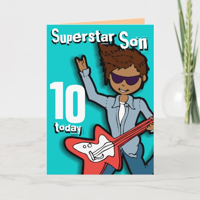 Cartão de menino de 10 anos do Super Star Son (Frente)