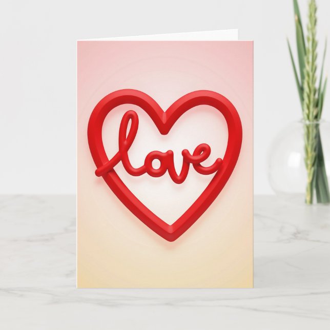 Cartão de Mensagem Coração de Amor Vermelho (Frente)