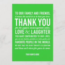 Cartão de Mensagem de Agradecimento da Recepção de