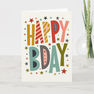 Cartão de Mensagem de Aniversário de Arte Retro