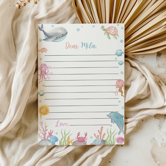 Cartão de Mensagem de Aniversário do Oceano Animal (Criador carregado)