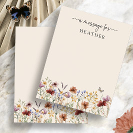 Cartão de Mensagem de Chá de Bebê Boho Wildflowers