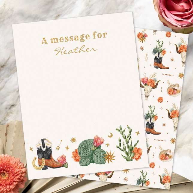 Cartão de Mensagem de Chá de Bebê Ocidental (Western Theme Baby Shower Message Card by Painted Paperie
)