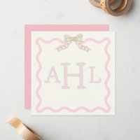 Cartão de Mensagem de Foto Monograma Coquette