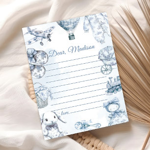 Cartão de Mensagem de Nota da Cápsula Azul Toile D