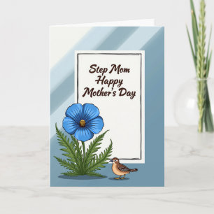 Cartão de Mensagem do Dia das Mães Azul Celeste